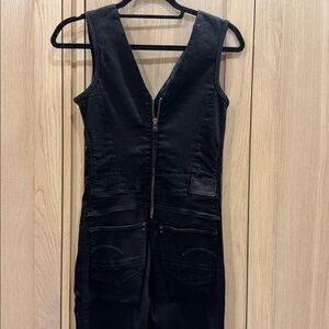 Black Sleeveless Jean Jumpsuit